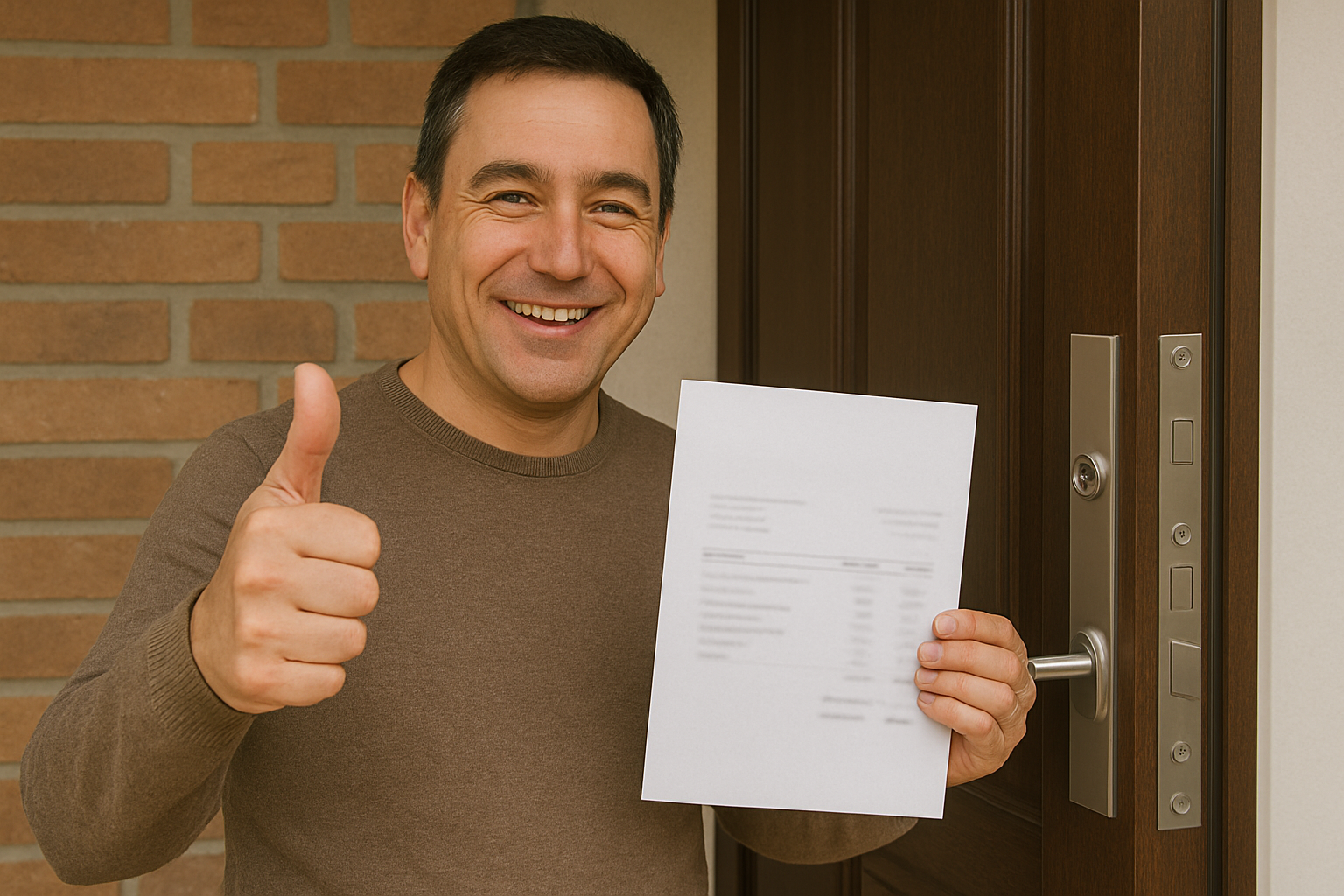 Satisfied customer with invoice